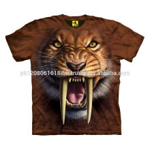 Camiseta de poliéster sublimada Tiger 3 D estampada de alta qualidade para homens e mulheres